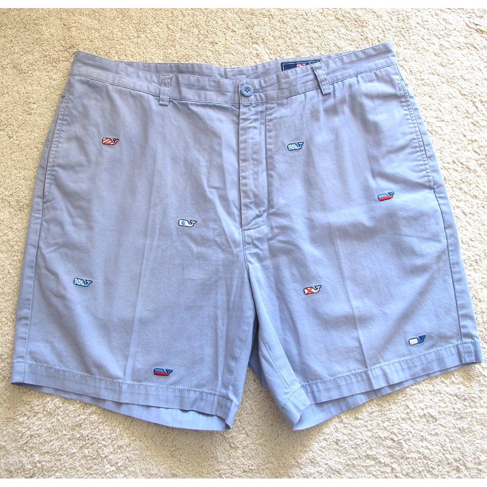 Vineyard Vines Blue‎ Embroidered Whale Chino Shorts Men's Size 38 x 7